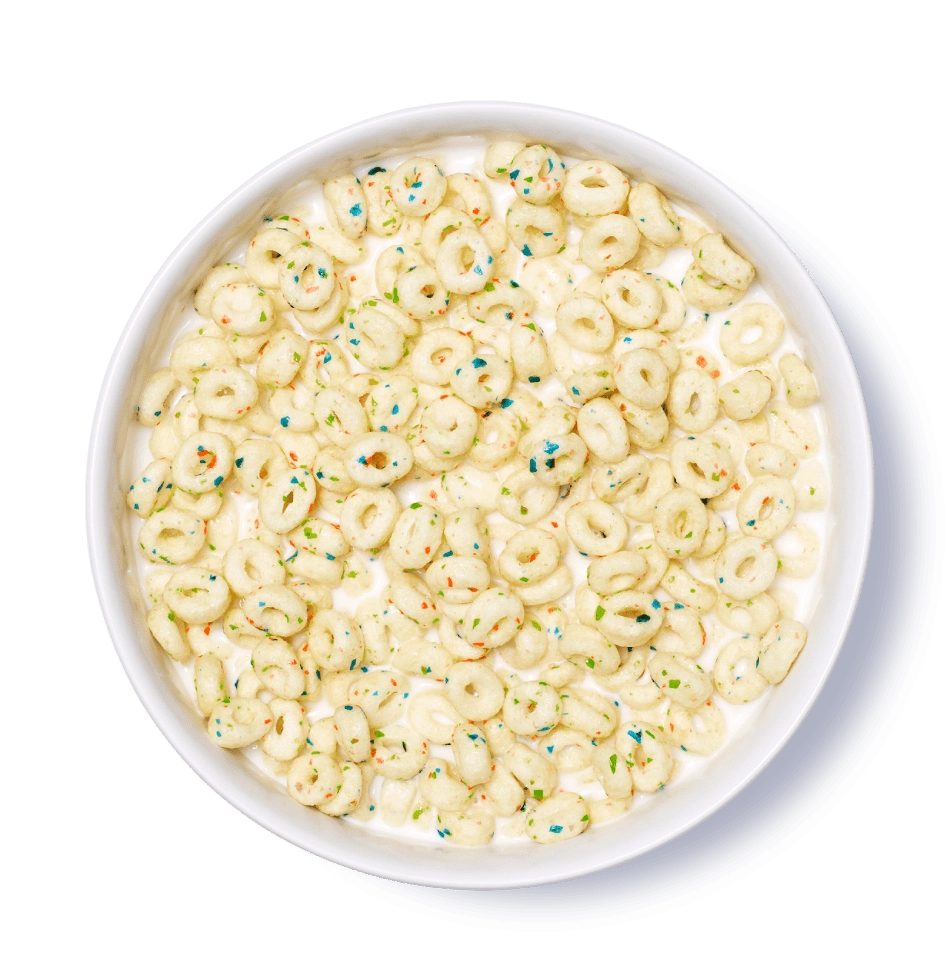 Birthday Cake cereal in a bowl