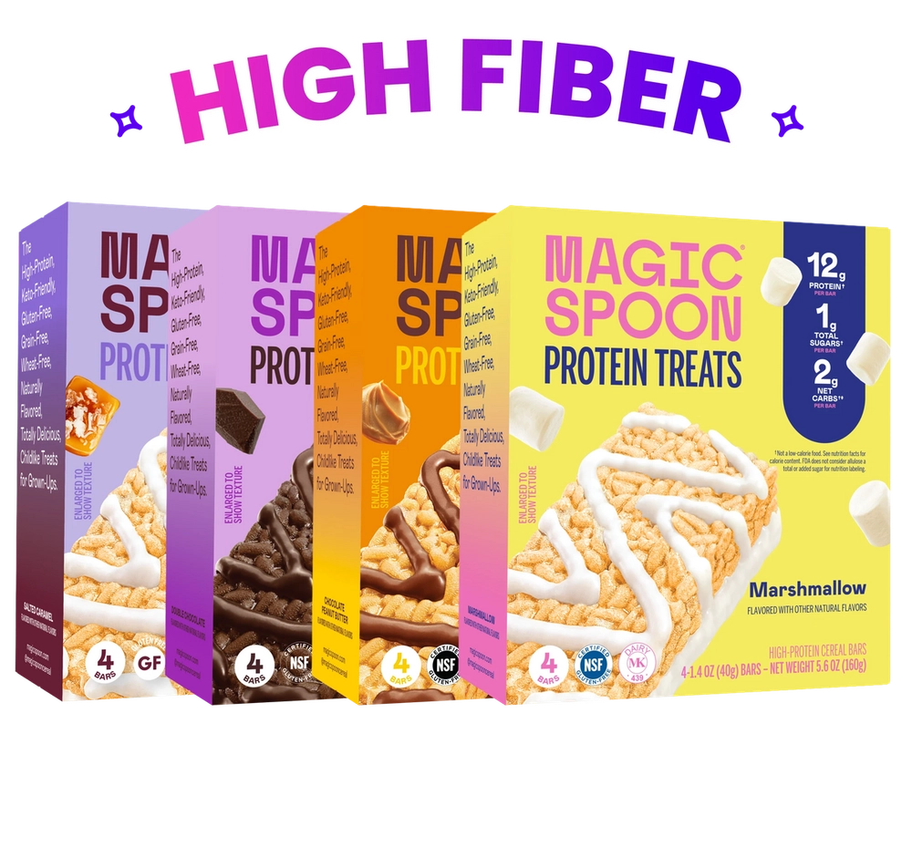 Variety of Magic Spoon cereal treats boxes
